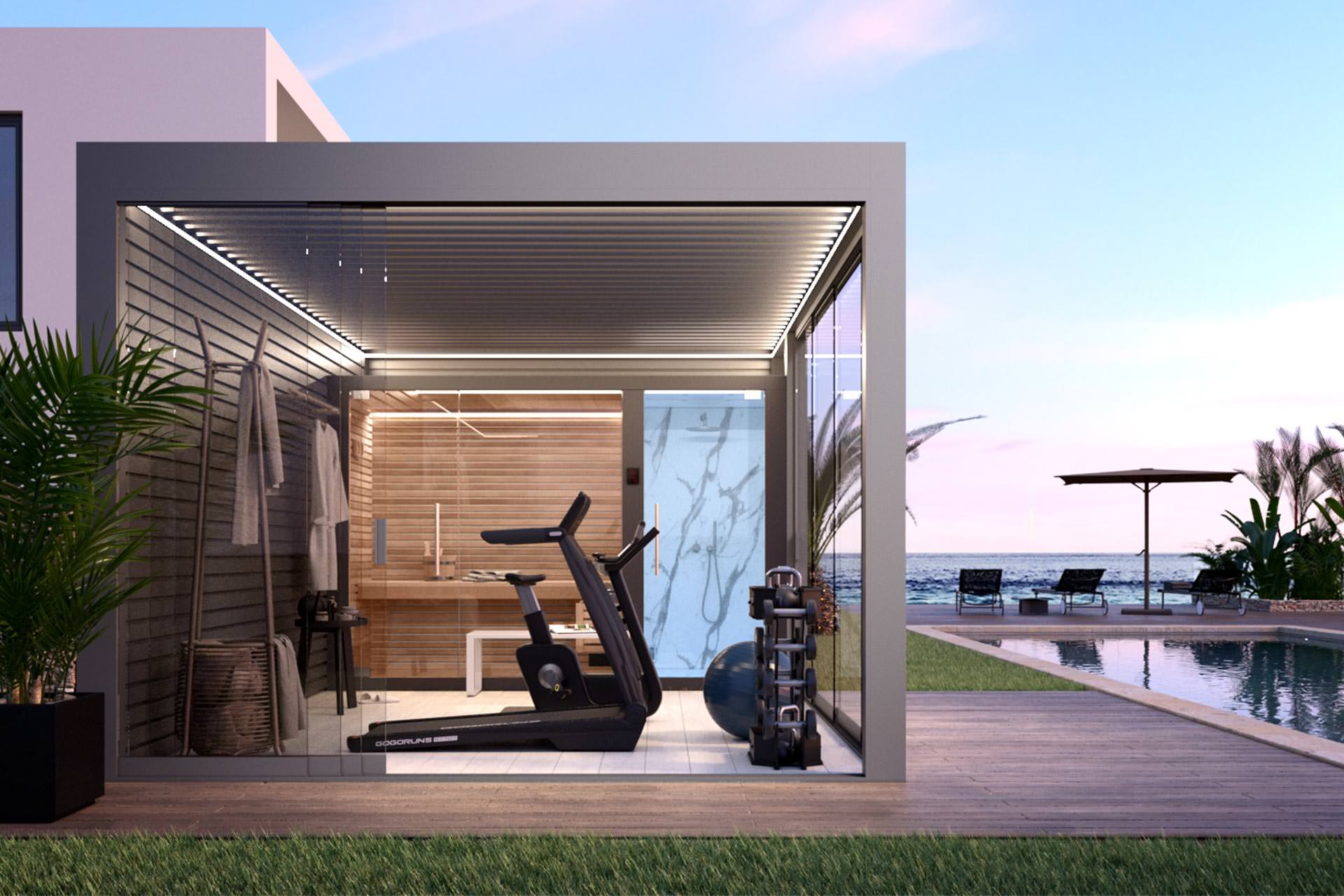 PERGOLAS WITH GYM AND WELLNESS AREA