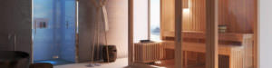 SAUNA DA INTERNO IN LEGNO CON VETRATA