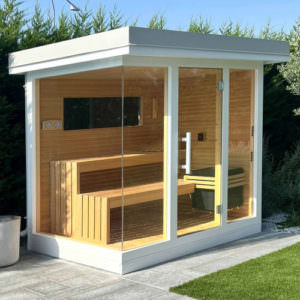 SAUNA DA ESTERNO IN LEGNO E VETRATA