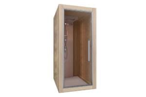 SHOWER ENCLOSURES IN FIR WOOD TREATED WITH WATER REPELLENT
