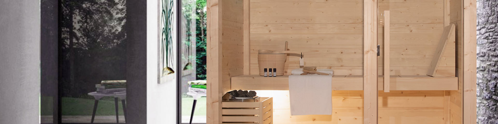 CABINA SAUNA INDOOR IN LEGNO CON VETRATA SAUNA DA INTERNO IN ABETE FINLANDESE