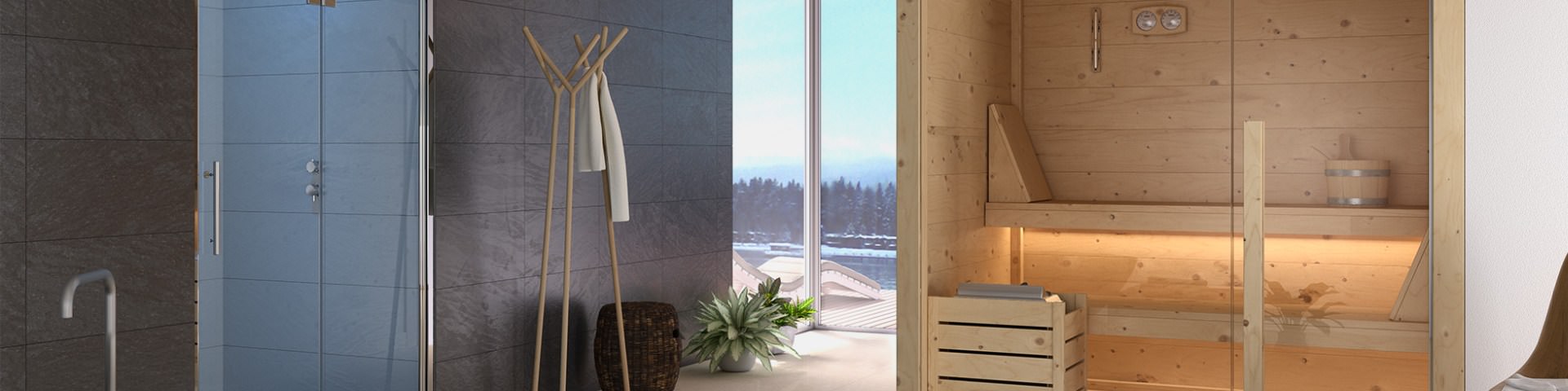 SAUNA INDOOR IN LEGNODI ABETE SAUNA DA INTERNO IN LEGNO CON VETRATA MOD. NAYURE