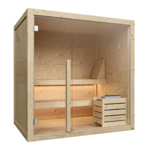 SAUNA IN LEGNO DI ABETE CON VETRATA PANORAMICA