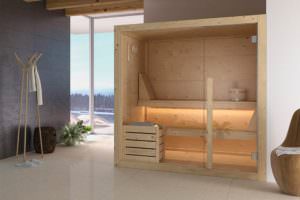 SAUNA DA INTERNO NAYURE IN LEGNO CON VETRATA