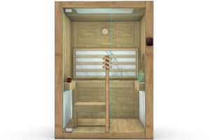 SAUNA IN LEGNO DA INTERNO E VETRATA PANORAMICA