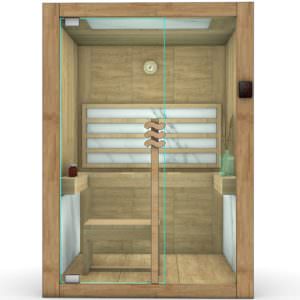 SAUNA IN LEGNO DA INTERNO E VETRATA PANORAMICA