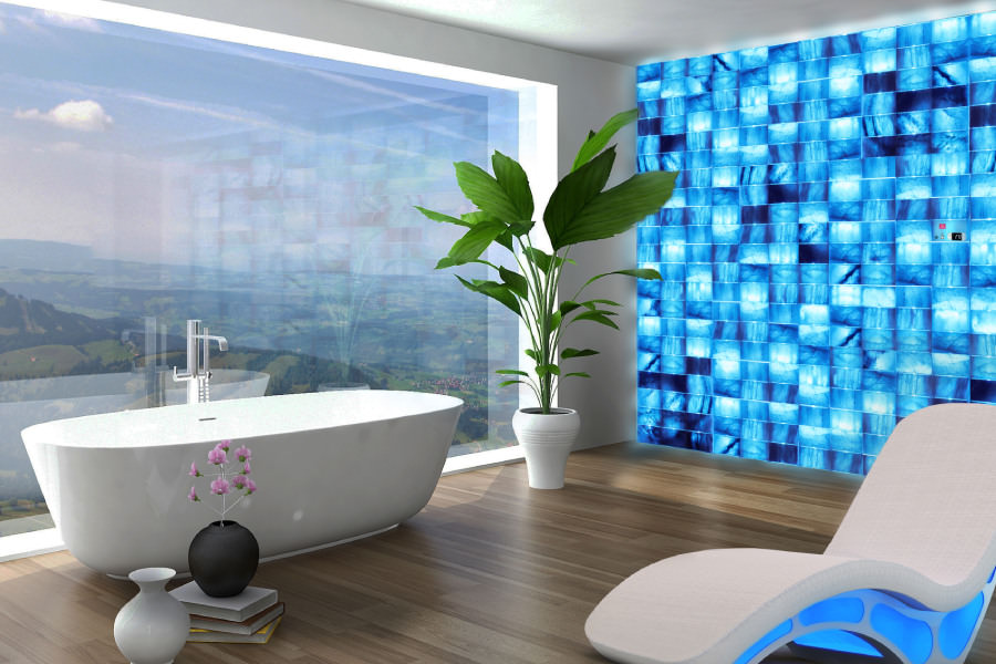 HIMALAYAN CLIMA WALL PER CENTRI BENESSERE, SPA O ABITAZIONI PRIVATE PARETE DI SALE CON CROMOTERAPIA E RISCALDATA