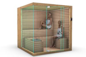 SAUNA DA INTERNO IN LEGNO DI PERO E LISTELLI DI OKUME'