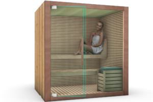 SAUNA DA INTERNO IN LEGNO DI PERO E LISTELLI DI OKUME'