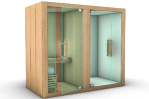 MONOBLOCCO SAUNA E DOCCIA IN LEGNO DI ABETE