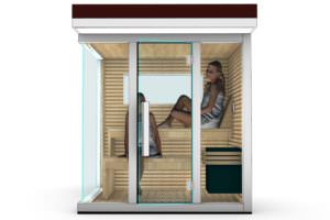 SAUNA IN LEGNO DI PERO ORIENTALE E VETRATA PANORAMICA