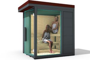 SAUNA OUTDOOR IN LEGNO DI OKUME' E VETRATA PANORAMICA