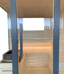 SAUNA DA ETSERNO IN LEGNO DI ABETE FINLANDESE CON VETRATE PANORAMICHE