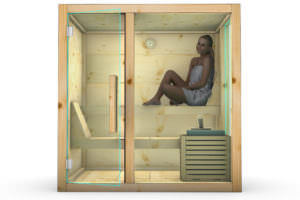 SAUNA IN LEGNO DI ABETE CON NODI A VISTA
